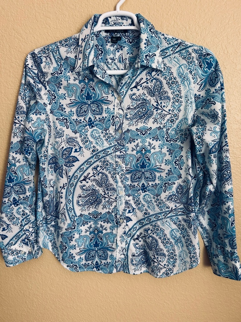 Lauren Ralph Lauren Paisley Print Long Sleeve Button Down Shirt